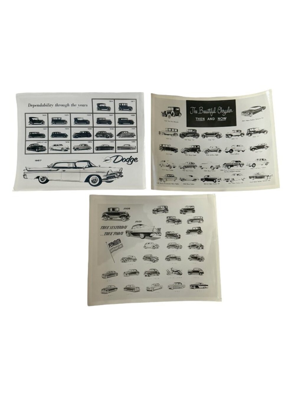 Vintage 1957 Chrysler Dodge Plymouth Dealer Sales Brochure Lot of 3 Then and Now